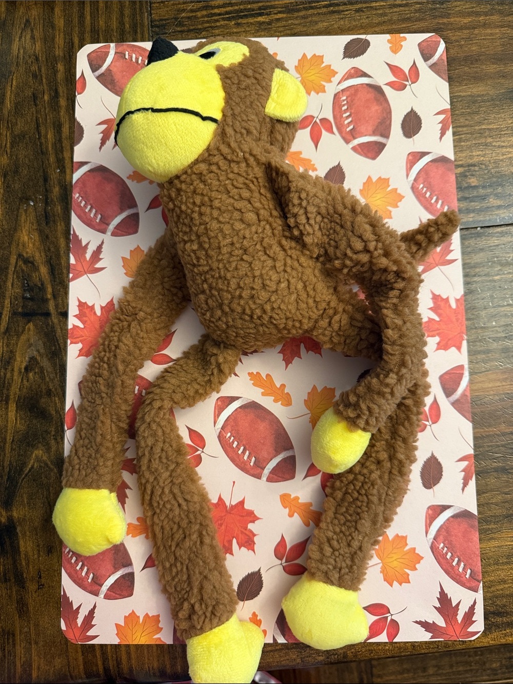 Plush Brown & Yellow Monkey Pet Toy - Soft & Cuddly